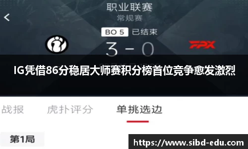 IG凭借86分稳居大师赛积分榜首位竞争愈发激烈