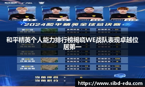 和平精英个人能力排行榜揭晓WE战队表现卓越位居第一